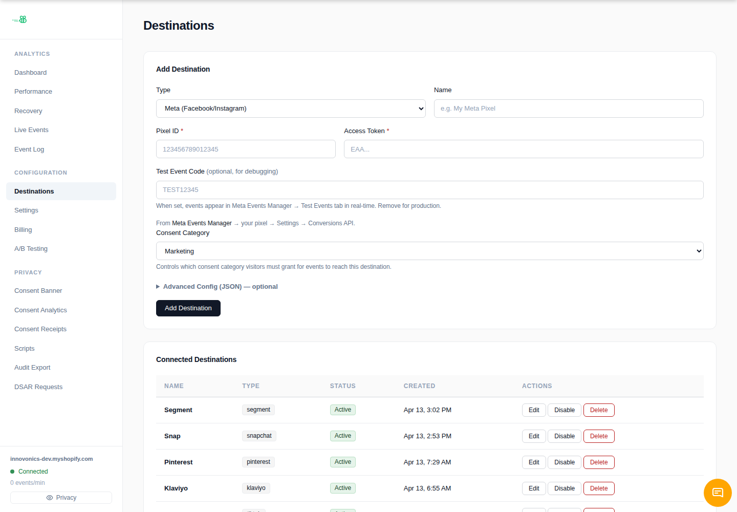 eventabee Destinations page